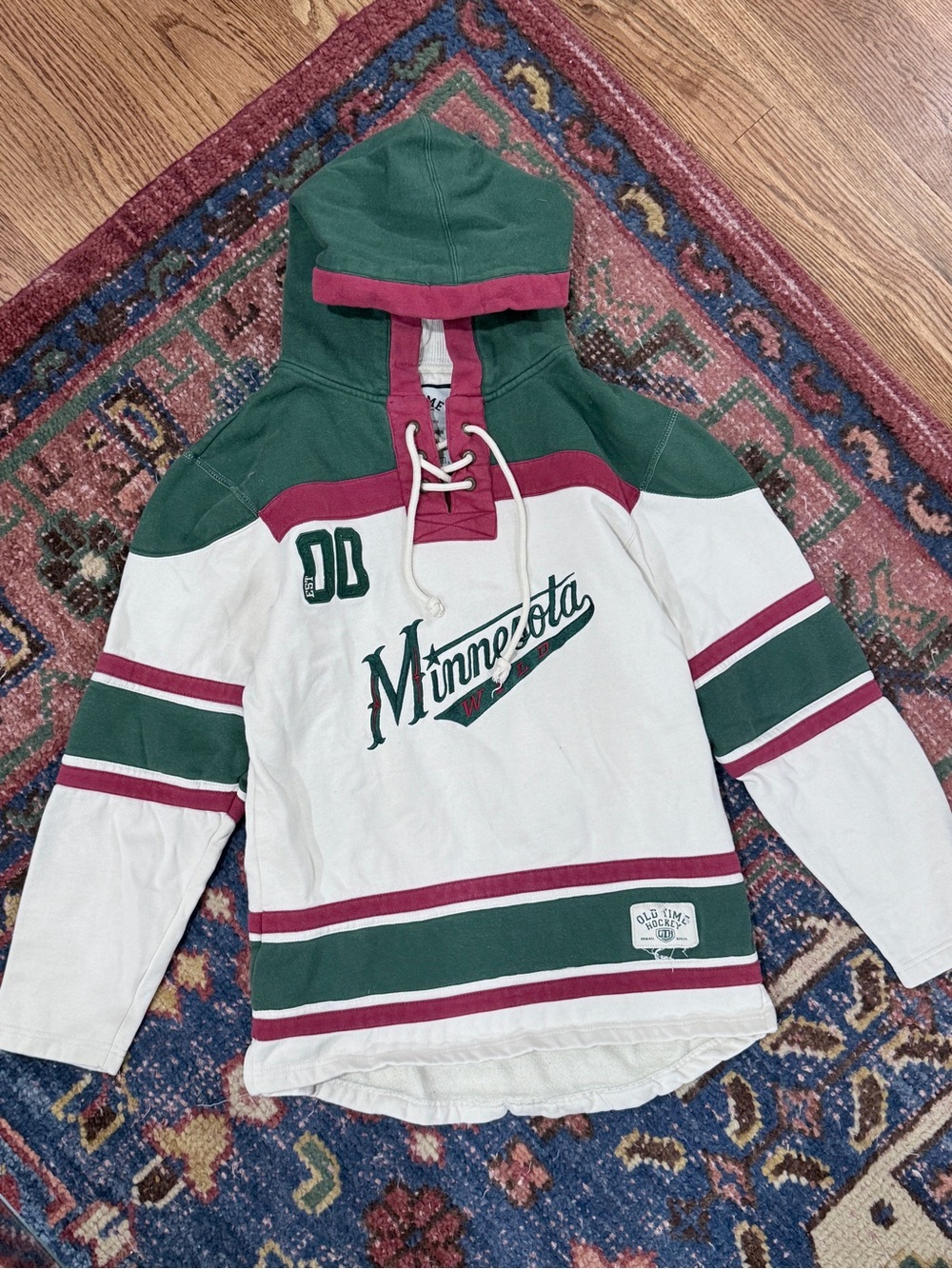 Old Time Hockey Retro Minnesota Wild Hockey Jersey Hoodie Sweatshirt Small